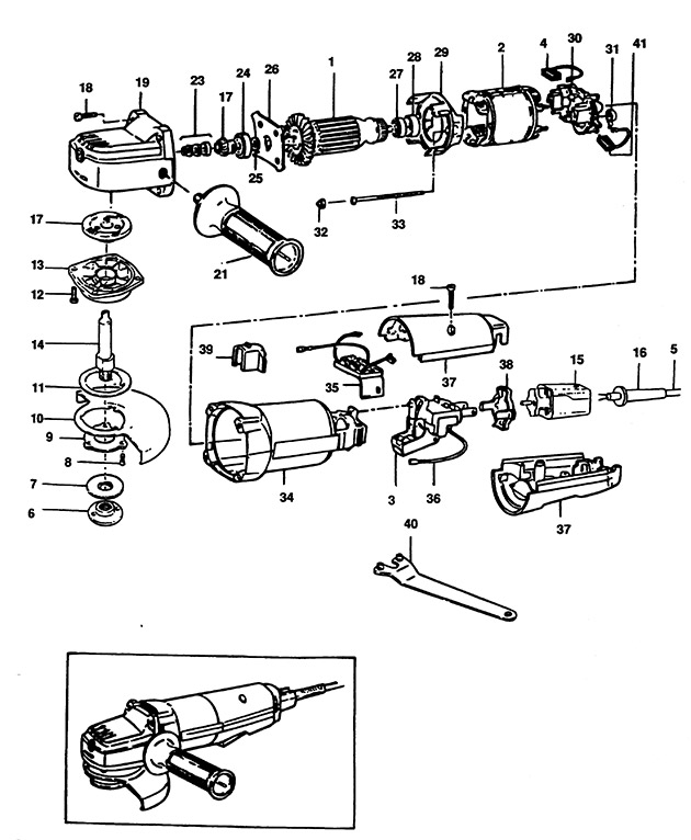 Elu EAG206 Type 1 Angle Grinder Spare Parts EAG206