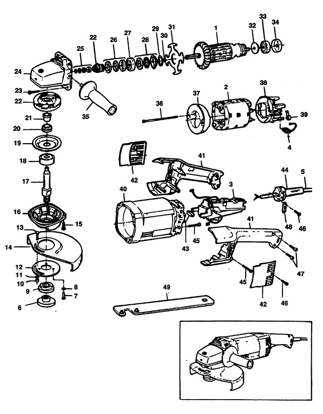 Black & Decker P5741 Type 1 Angle Grinder Spare Parts P5741