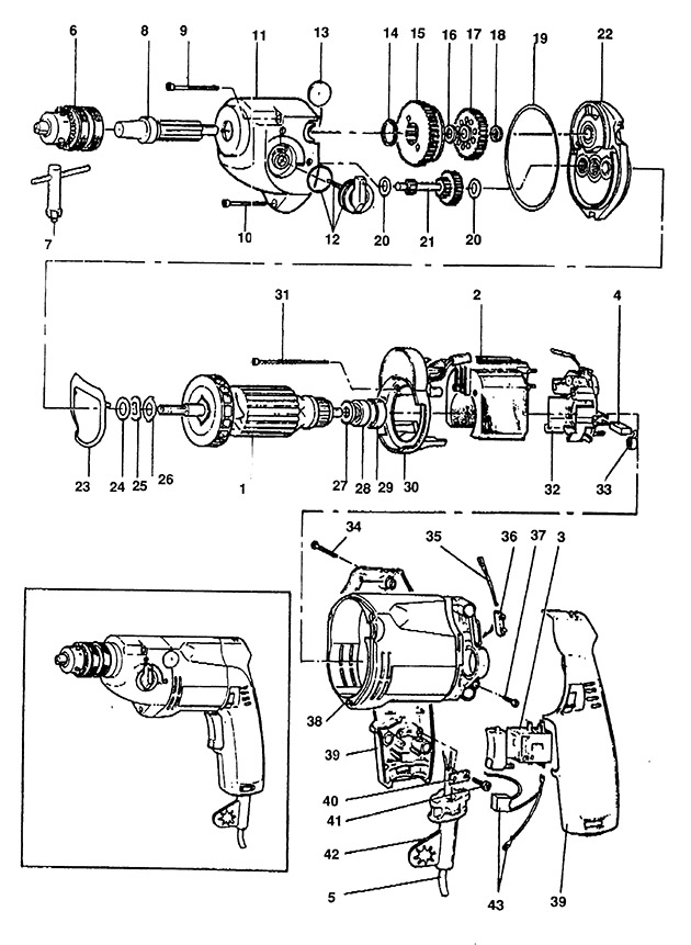 Elu ECD308 Type 1 Drill Spare Parts ECD308