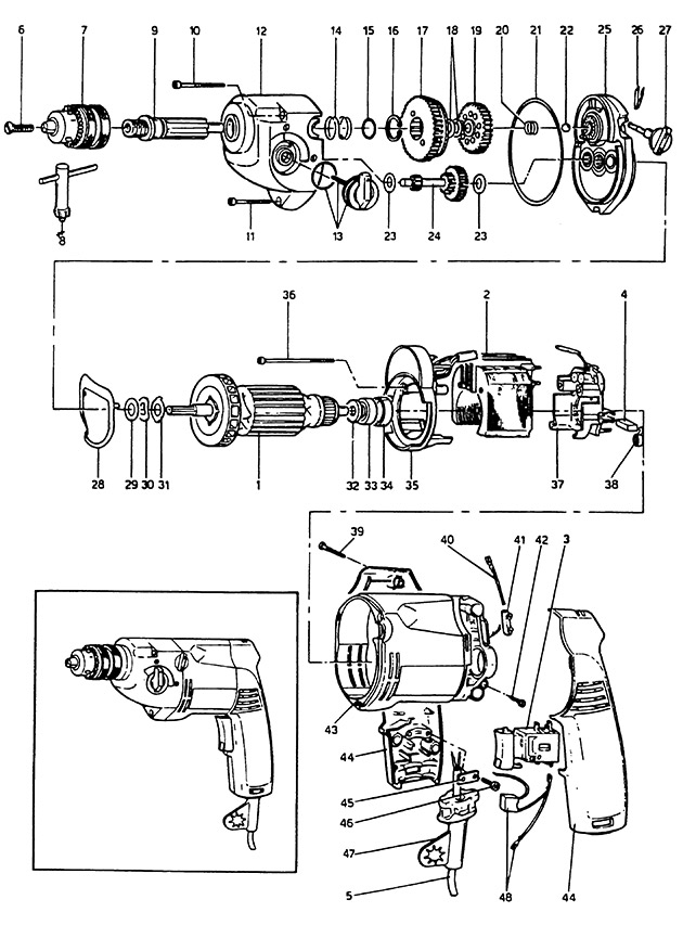 Elu EHD321 Type 1 Drill Spare Parts EHD321