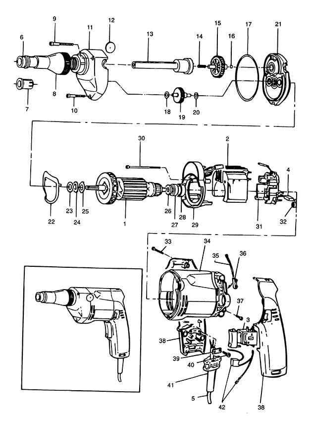Elu ESD700 Type 1 Screwdriver Spare Parts ESD700