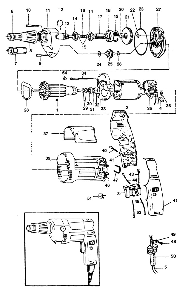 Elu ESD703 Type 1 Screwdriver Spare Parts ESD703