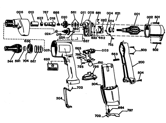 Black & Decker P8504 Type 1 Screwdriver Spare Parts P8504