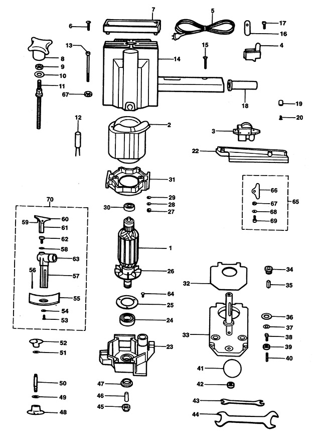 Elu MKF67 Type 1 Edge Trimmer Spare Parts MKF67