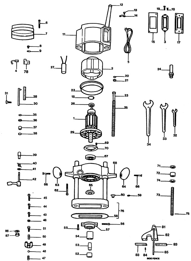 Elu MOF98 Type 1 Router Spare Parts MOF98