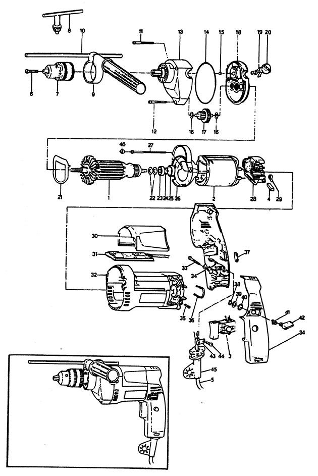 Black & Decker P2114 Type 1 Drill Spare Parts P2114