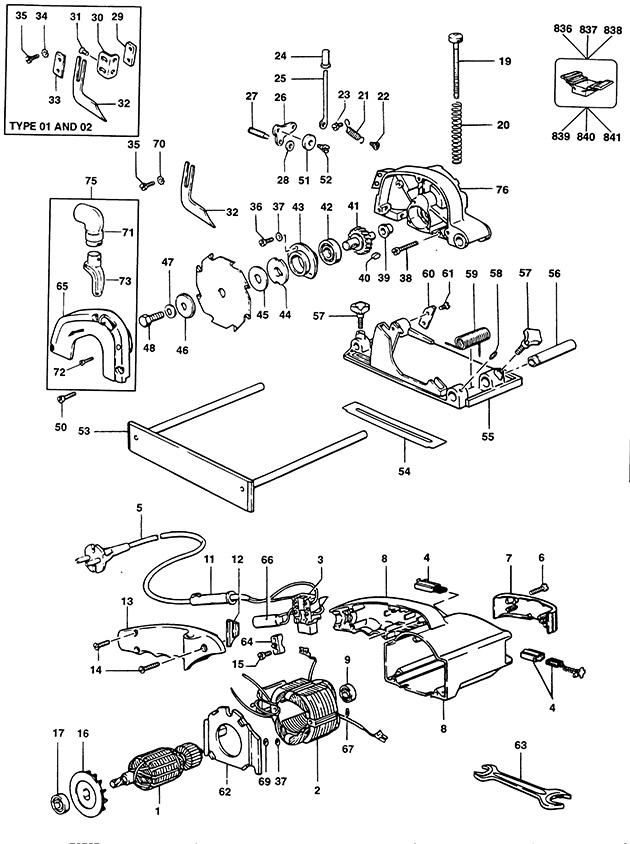 Elu MH25 Type 1 Mini Rip Saw Spare Parts MH25