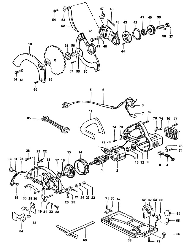 Elu MH85 Type 1 Circ. Saw Spare Parts MH85