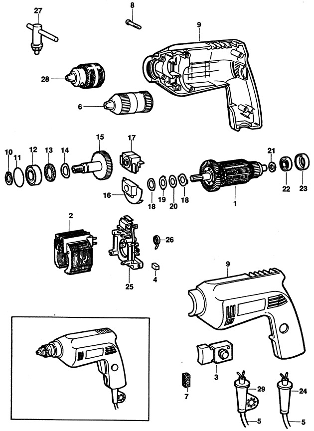 Black & Decker P1168 Type 1 Drill Spare Parts P1168