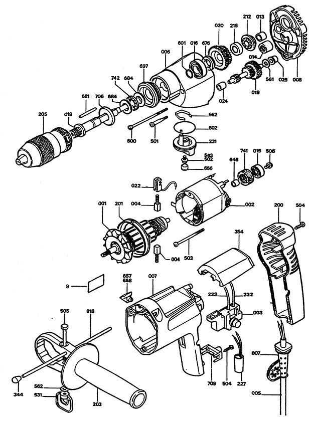 Black & Decker P1264 Type 1 Drill Spare Parts P1264