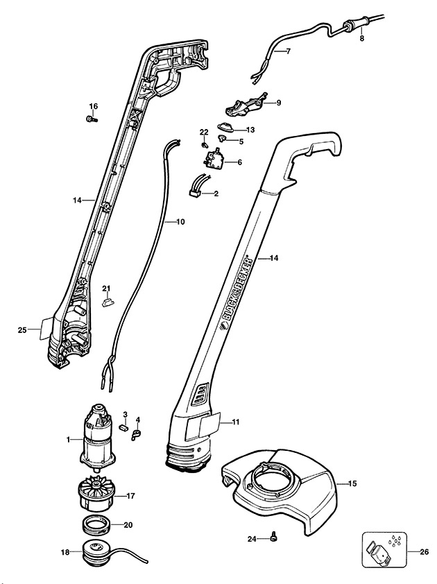 Black & Decker GL320 Type 1 String Trimmer Spare Parts GL320