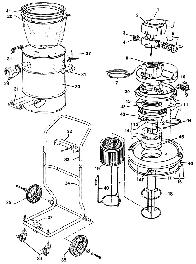 Elu MSA65 Type 1 Vacuum Extractor Spare Parts MSA65