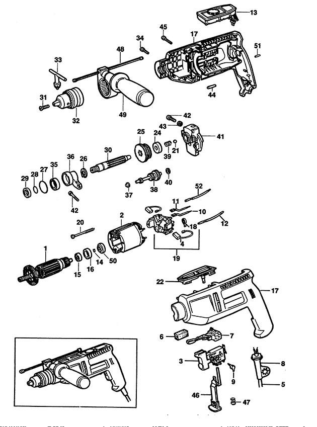 Black & Decker BD252 Type 1 Hammer Drill Spare Parts BD252