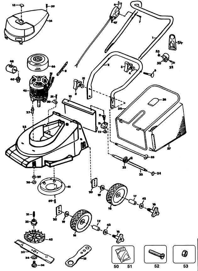 Black & Decker GR410 Type 2 Rotary Mower Spare Parts GR410