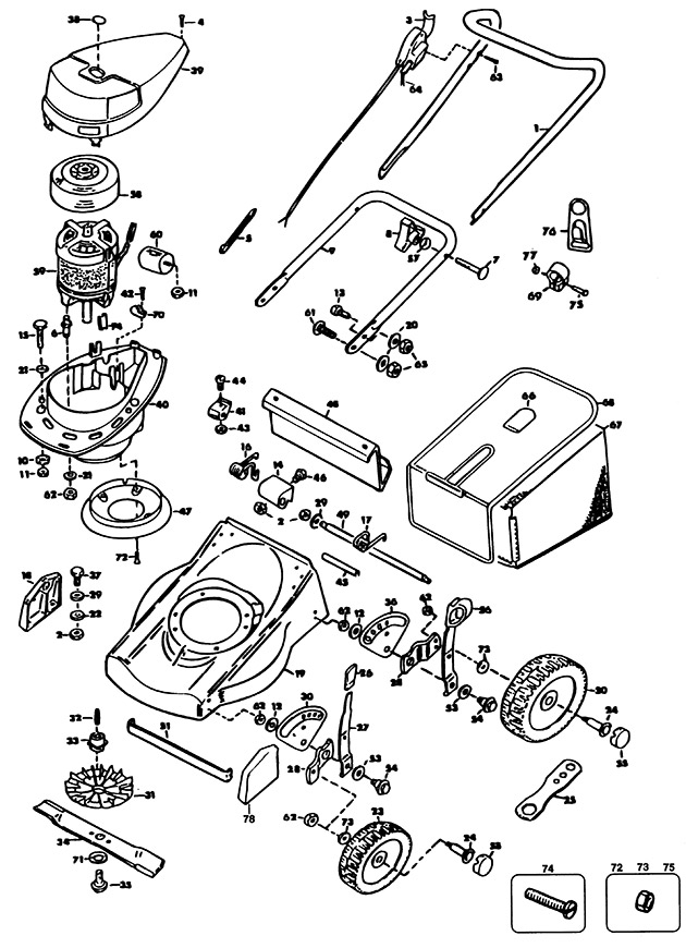 Black & Decker GR421 Type 2 Rotary Mower Spare Parts GR421
