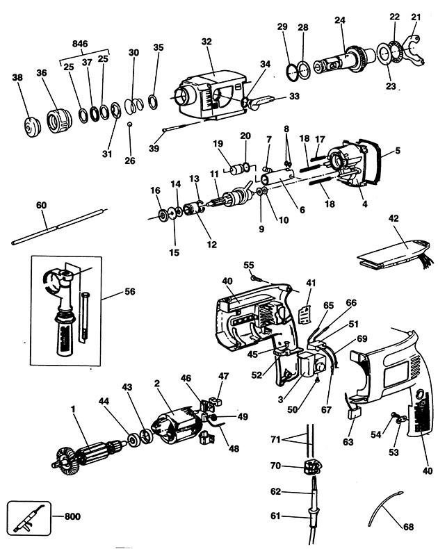 Black & Decker P8017 Type 1 Rotary Hammer Spare Parts P8017