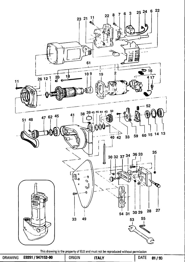 Elu MKF169 Type 1 Laminate Trimmer Spare Parts MKF169