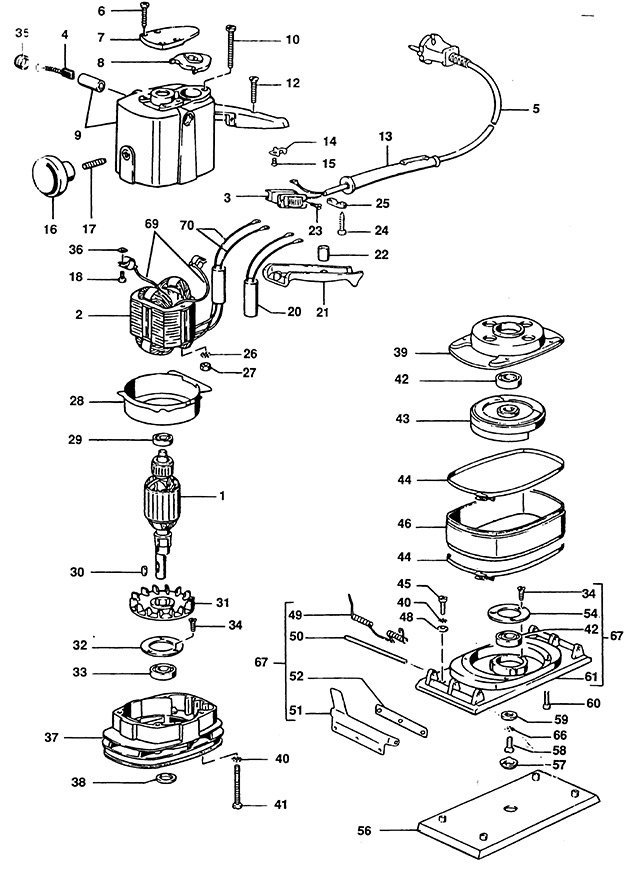 Elu MVS47 Type 1 Orbital Sander Spare Parts MVS47