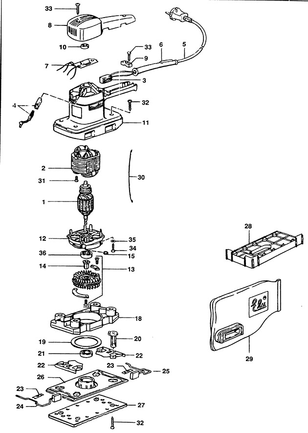 Elu MVS156 Type 1 Orbital Sander Spare Parts MVS156