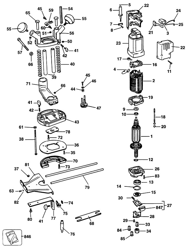 Black & Decker BD780 Type 1 Router Spare Parts BD780