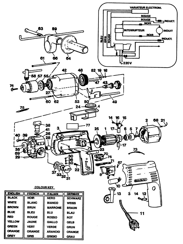 Black & Decker SR935R Type 1 Drill Spare Parts SR935R