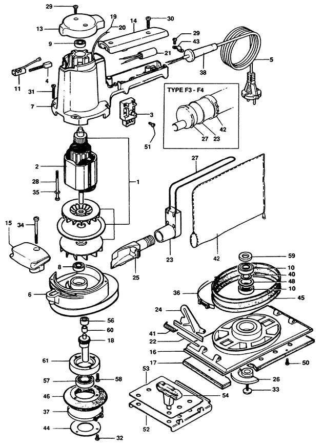 Black & Decker P6305 Type 1 Orbital Sander Spare Parts P6305
