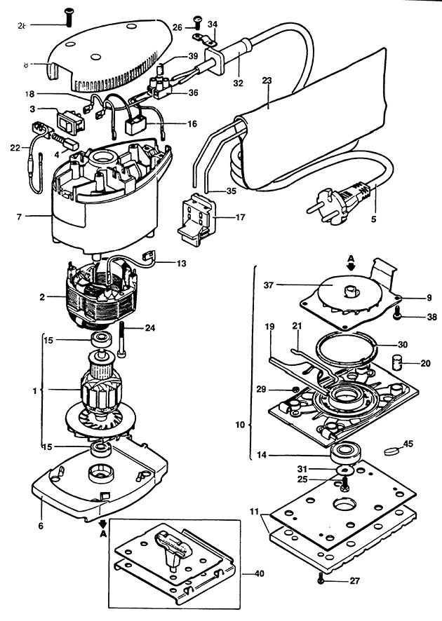 Elu MVS500 Type 1 Random Orbit Sander Spare Parts MVS500