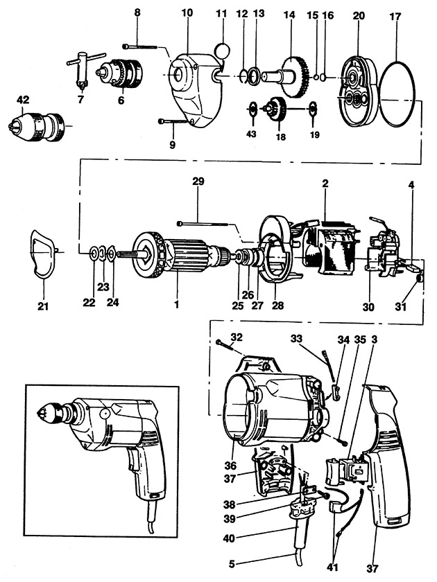 Black & Decker P1146 Type 1 Drill Spare Parts P1146