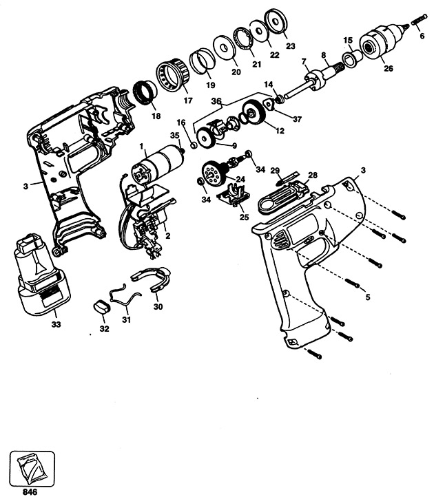 Black & Decker 1965 Type 1 C'less Drill/driver Spare Parts 1965