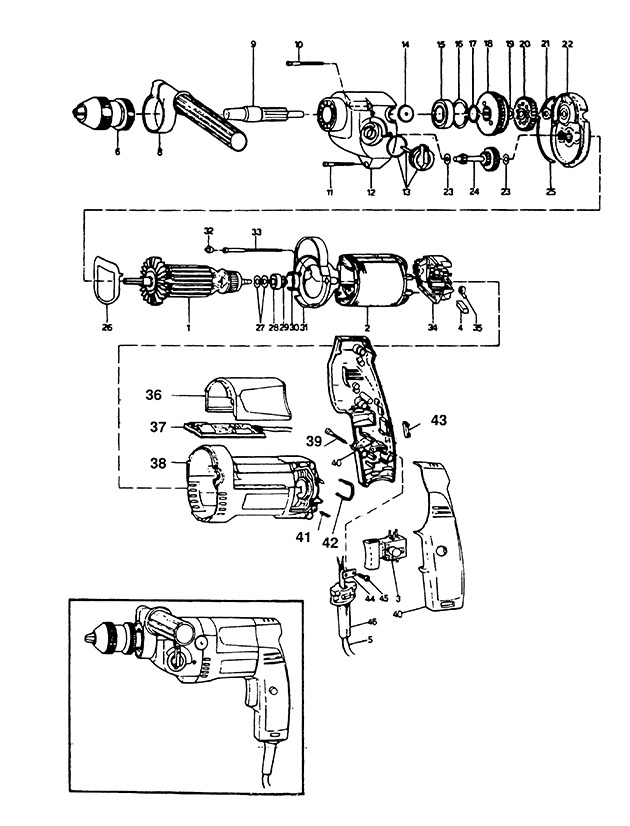 Elu EMD402 Type 1 Drill Spare Parts EMD402