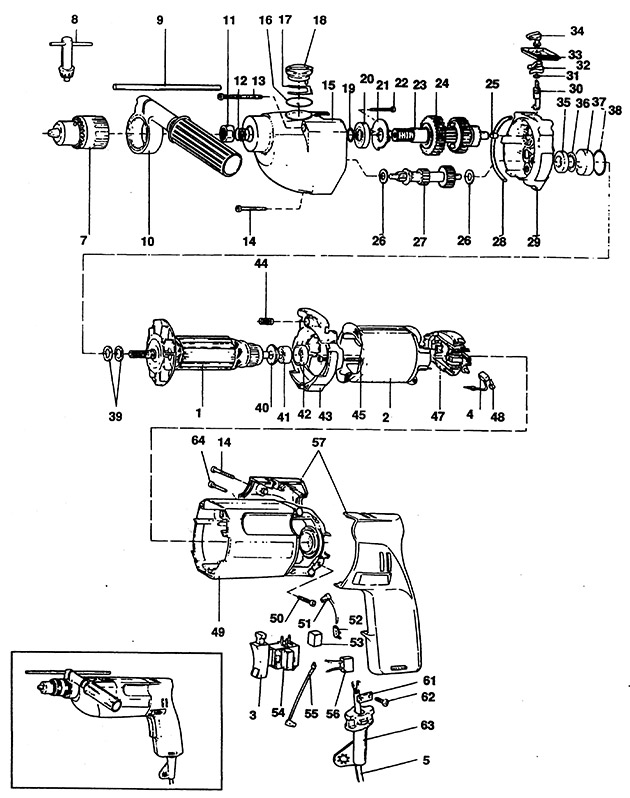 Black & Decker P2221 Type 1 Drill Spare Parts P2221