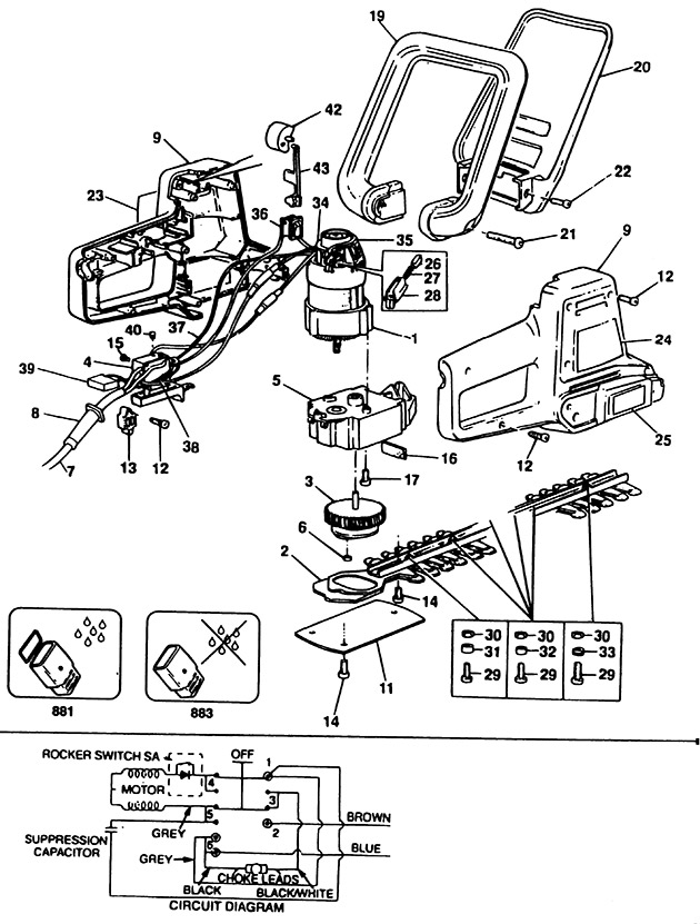 Black & Decker GT233 Type 1 Hedgeclipper Spare Parts GT233