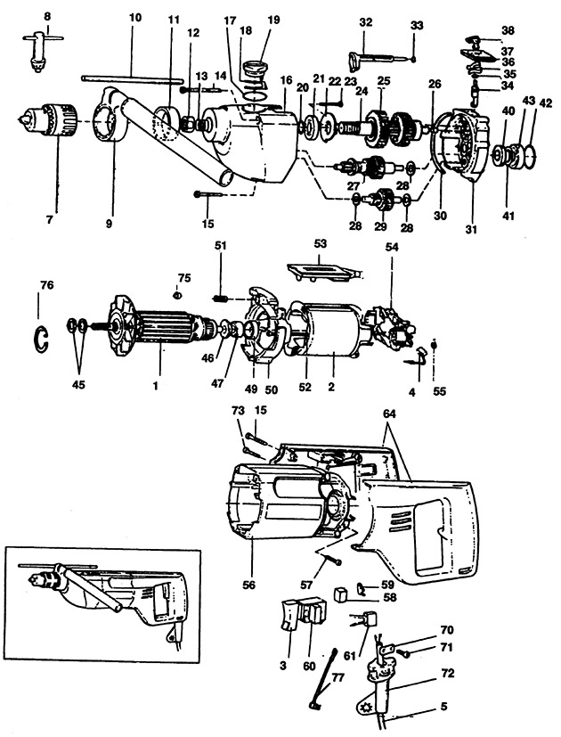 Black & Decker P2615 Type 1 Drill Spare Parts P2615