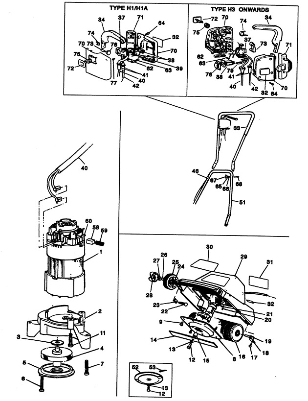Black & Decker GR103 Type 1 Rotary Mower Spare Parts GR103