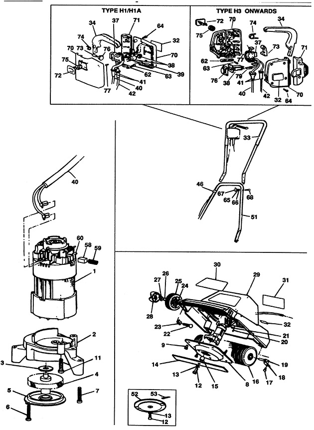 Black & Decker GR104 Type 1 Rotary Mower Spare Parts GR104