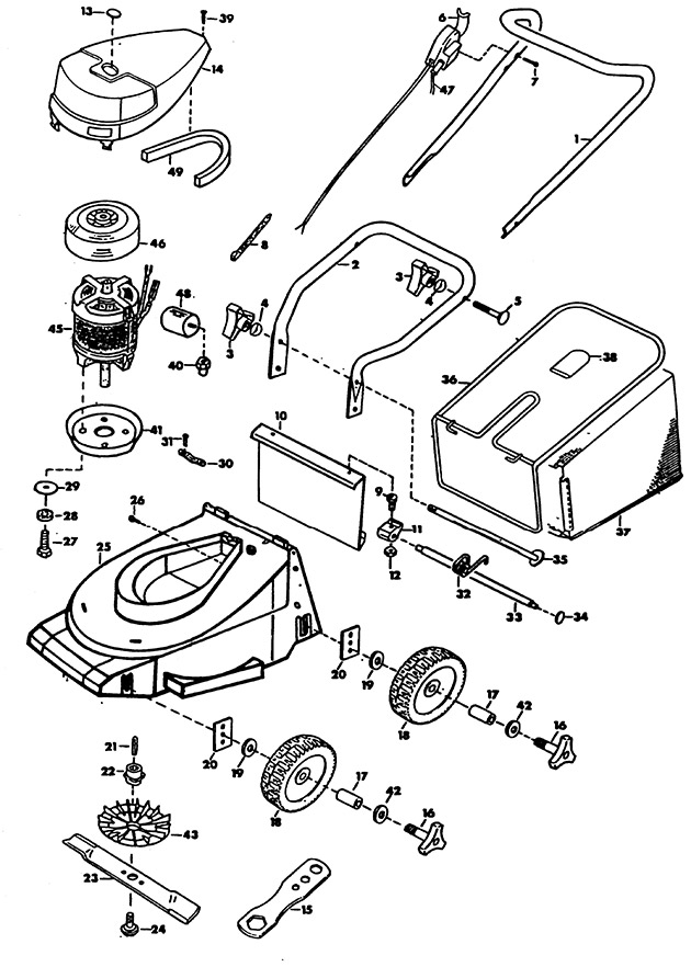Black & Decker GR410C Type 1 Rotary Mower Spare Parts GR410C