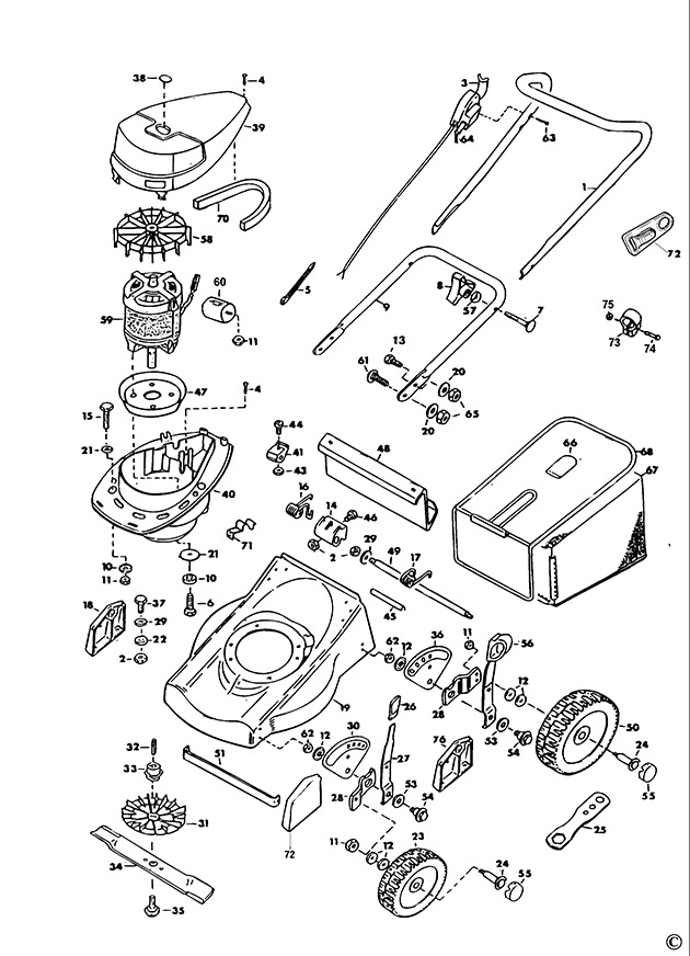 Black & Decker GR421C Type 1 Rotary Mower Spare Parts GR421C