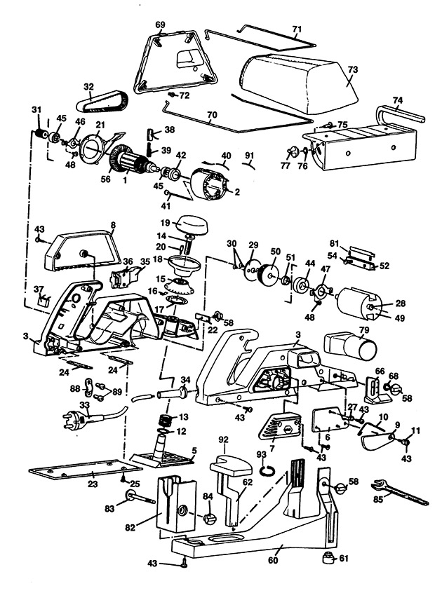 Black & Decker SR600 Type 1 Planer Spare Parts SR600