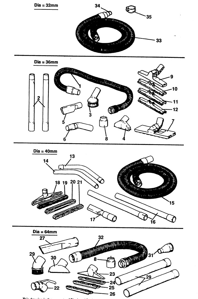 Black & Decker VC7 Type 1 Vacuum Extractor Spare Parts VC7