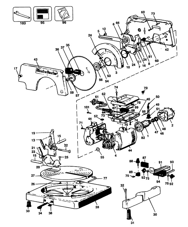 Black & Decker SR700 Type 1 Mitre Saw Spare Parts SR700