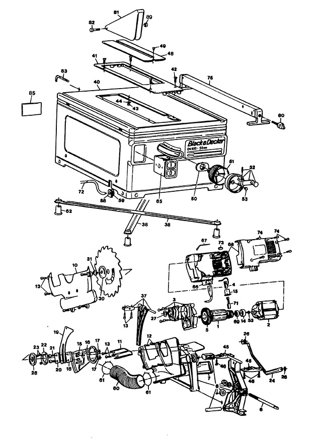 Black & Decker DN820 Type 1 Bench Saw Spare Parts DN820