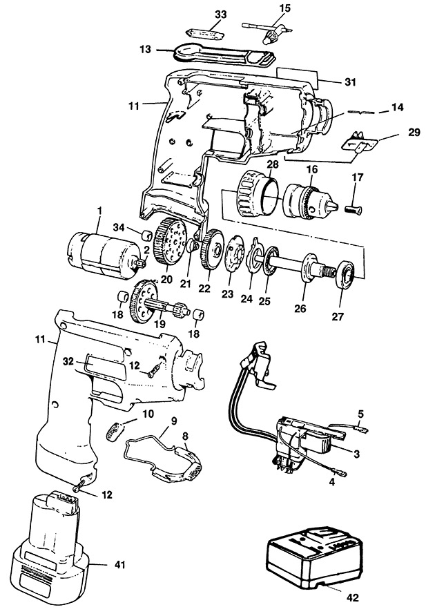 Elu MASB120 Type 1 Cordless Drill Spare Parts MASB120