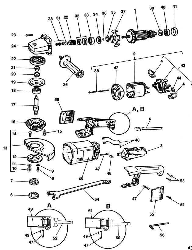 Black & Decker P5921 Type 1 Angle Grinder Spare Parts P5921