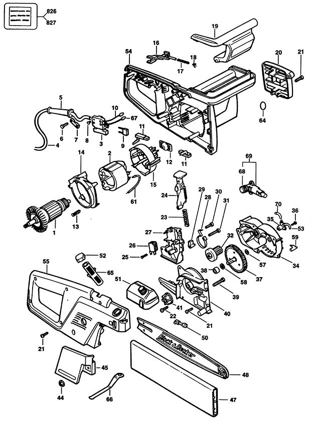 Black & Decker GK535 Type 1 Chainsaw Spare Parts GK535