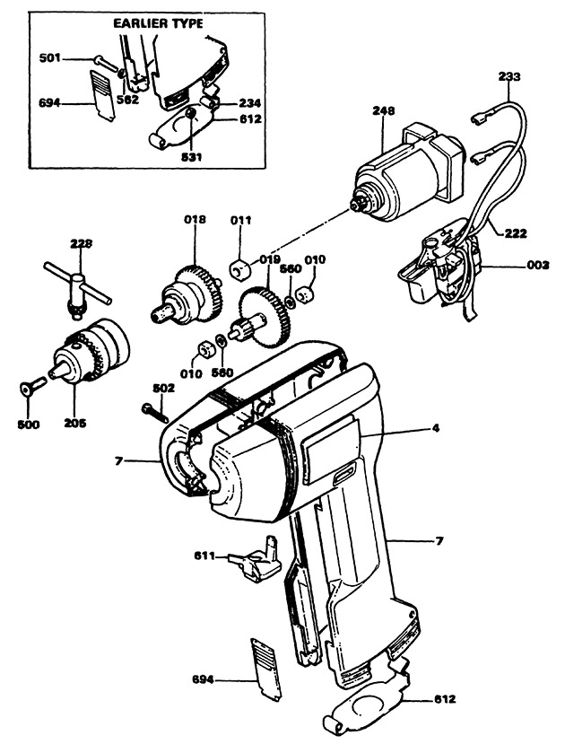 Black & Decker P8510 Type 1 Drill Spare Parts P8510