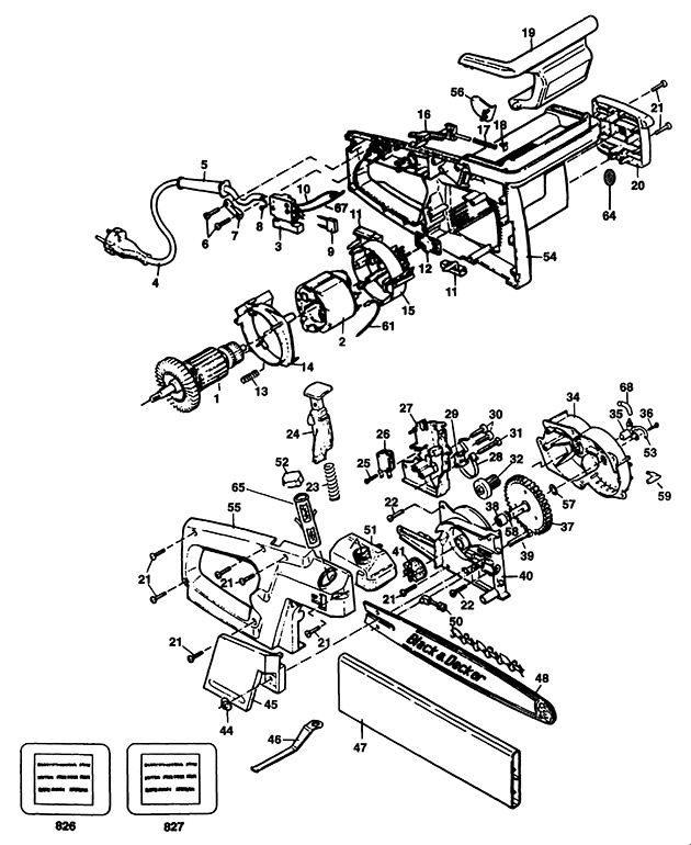Black & Decker GK322 Type 1 Chainsaw Spare Parts GK322