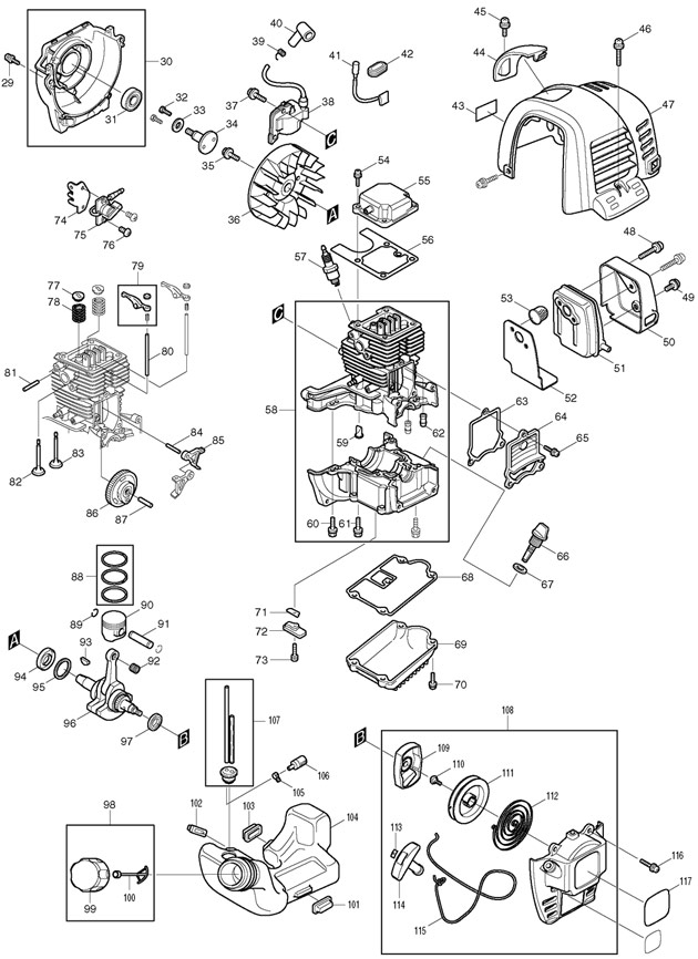 Makita EPH1000 1'' High Pressure 4 Stroke Water Pump Spare Parts EPH1000