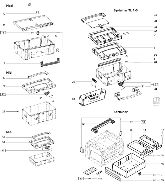Festool 498432 T-loc 1-5 Systainer T-loc Maxi Sortainer Spare Parts 498432