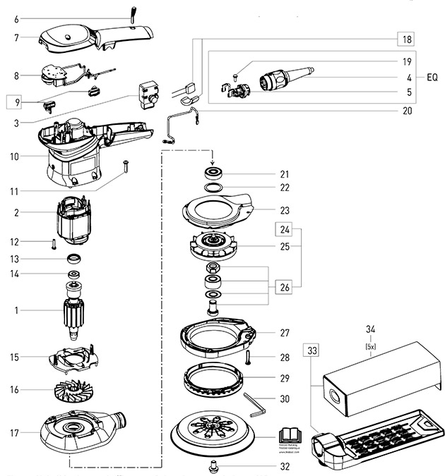 Festool 202877 Ets 150/3 E Corded Ros Eccentric Sander 230v Spare Parts 202877