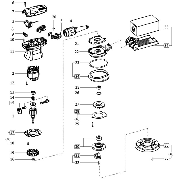 Festool 493527 Ets 125 Eq Corded Ros Eccentric Sander Spare Parts 493527